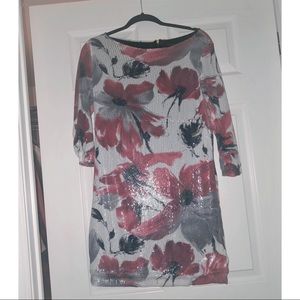 Zara sequin floral shift dress
